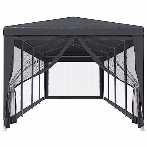 vidaXL Party Tent with 10 Mesh Sidewalls, Anthracite, W/D/H: 12 x 3 x 2.6 m – 4