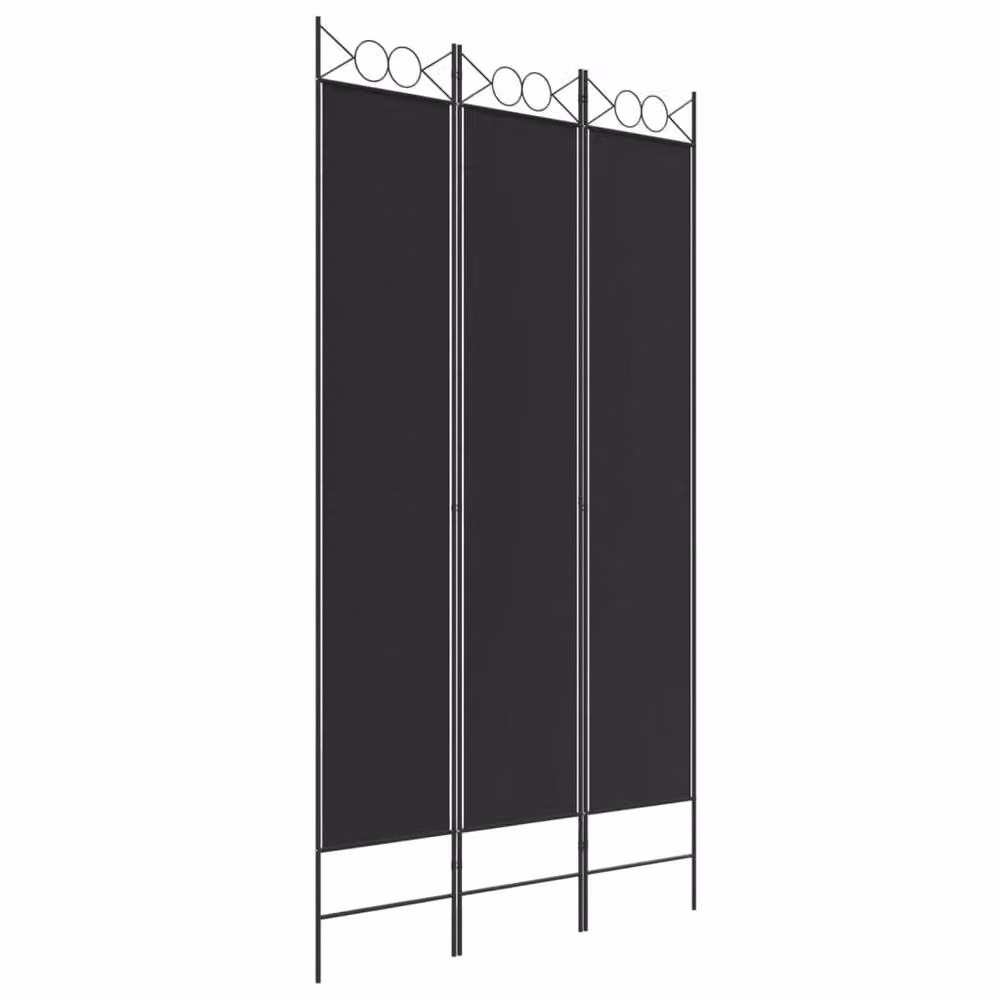 Berkfield Home 3-Panel Fabric Room Divider in Black, W/H: 120 x 220 cm – 2