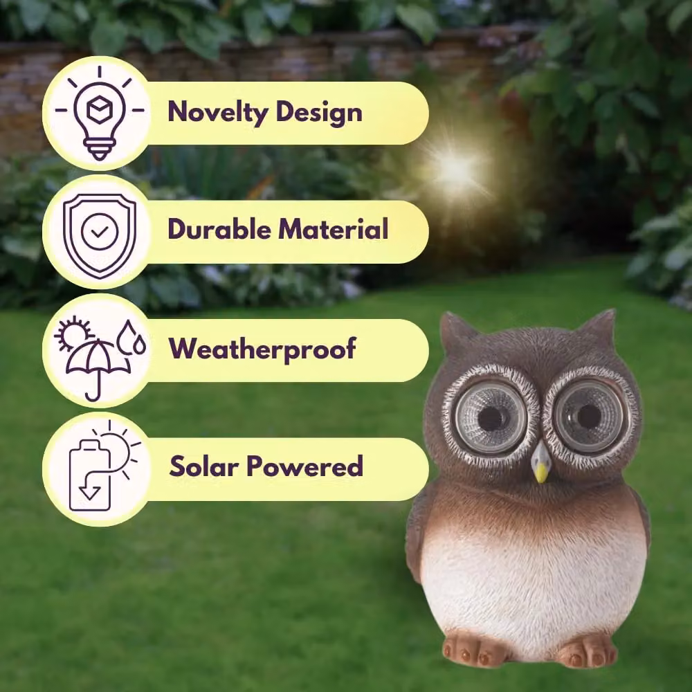 Marco Paul Brown Resin Solar Powered Owl Garden Ornament H: 12 cm – 7