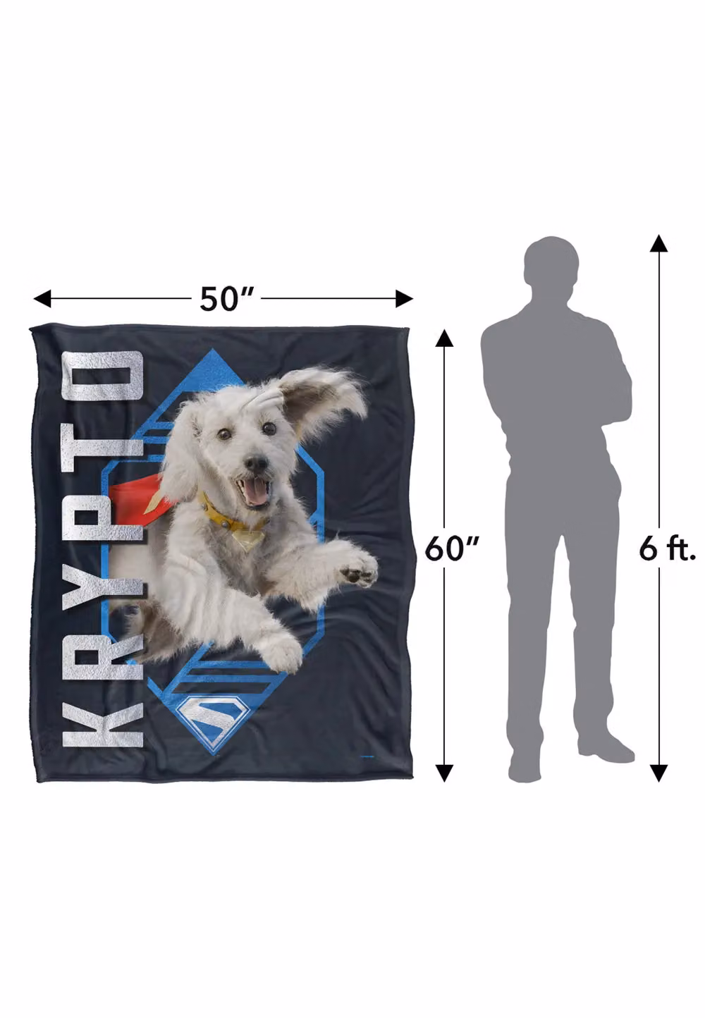 LOGOVISION Superman 2025 Krypto Diamond Silky Touch Super Soft Throw Blanket, White, W/D/H: 152 x 127 cm – 8