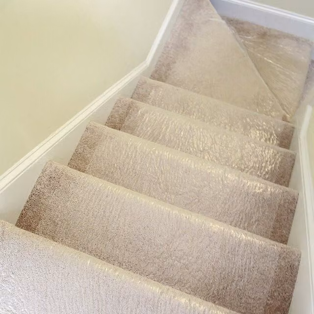 Livingandhome Non-Slip Self-Adhesive Carpet Protector Film, Transparent/White, 100 m