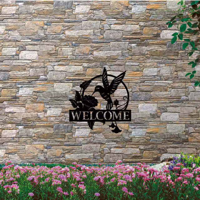 Laser Hut Black Metal Hummingbird and Floral Wall Plaque, 20 cm