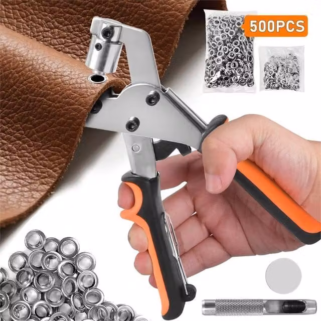 Nordara 10mm Magnetic Eyelet Pliers Tool Kit with 500 Eyelets Craft Kit in Orange – 1