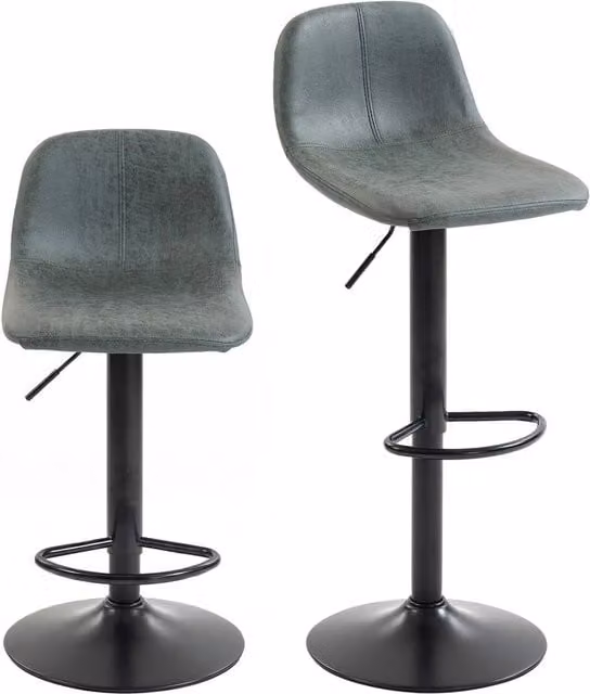 HOMCOM Set of 2 Modern Swivel Bar Stools in Green with Leathaire Cloth and Metal Frame – 1