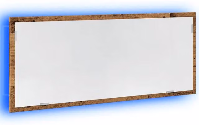Berkfield Home LED Bathroom Mirror in Old Wood Brown, W/D/H: 100 x 8.5 x 37 cm – 1
