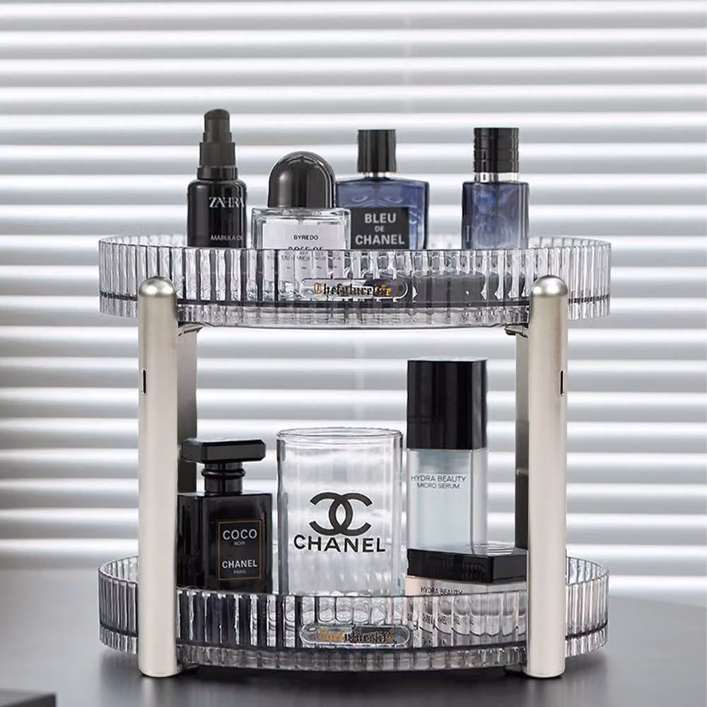 Living and Home 2-tier Round Rotating Spice Rack Storage Organizer in Clear Acrylic – 3