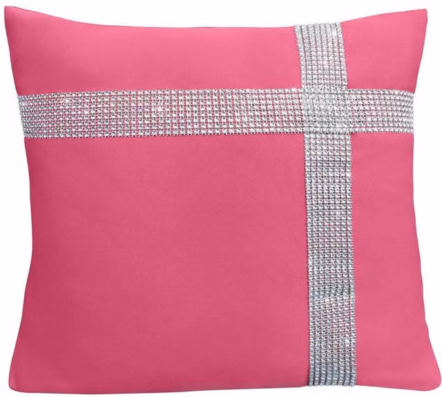 Velosso Diamante Cross Filled Cushion in Pink, W/D/H: 43 x 43 x 43 cm