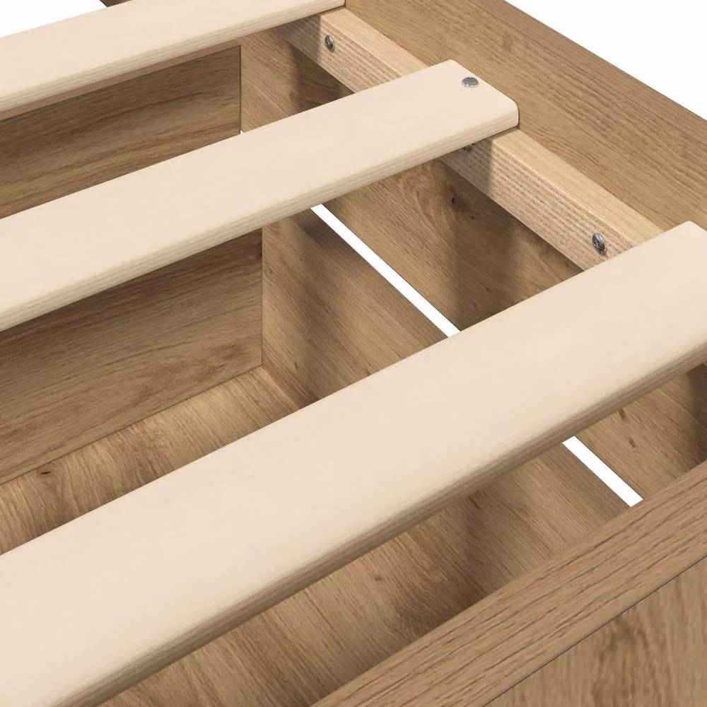 Berkfield Home Artisan Oak Bed Frame with Storage Drawers in Brown, W/D/H: 80 x 200 cm – 3