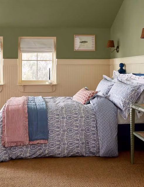 Joules Wandering Indienne Blue Pure Cotton Bedding Set, W: 180 cm, H: 200 cm