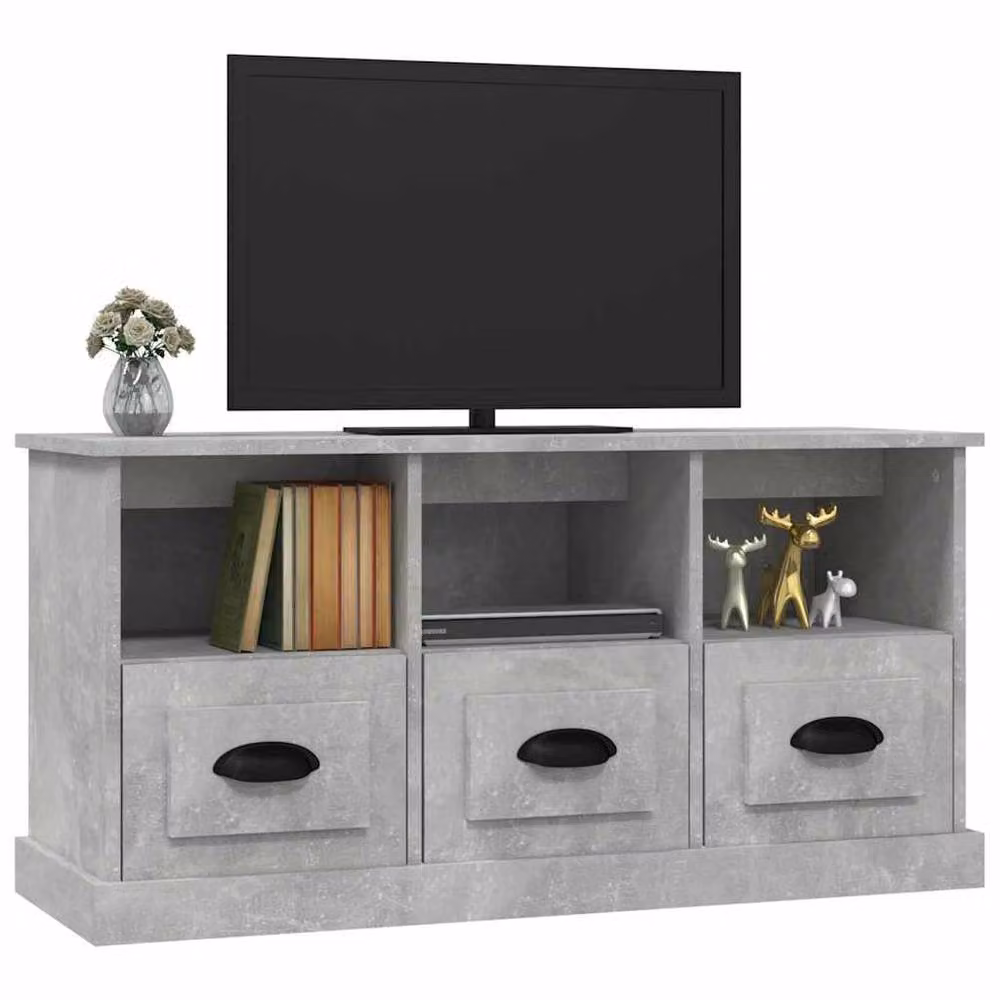 Berkfield Home Modern TV Cabinet in Concrete Grey, W/D/H: 100 x 35 x 50 cm – 3