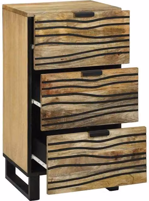 Berkfield Home Modern Sideboard in Brown, Solid Mango and MDF, W/D/H: 40 x 33.5 x 75 cm