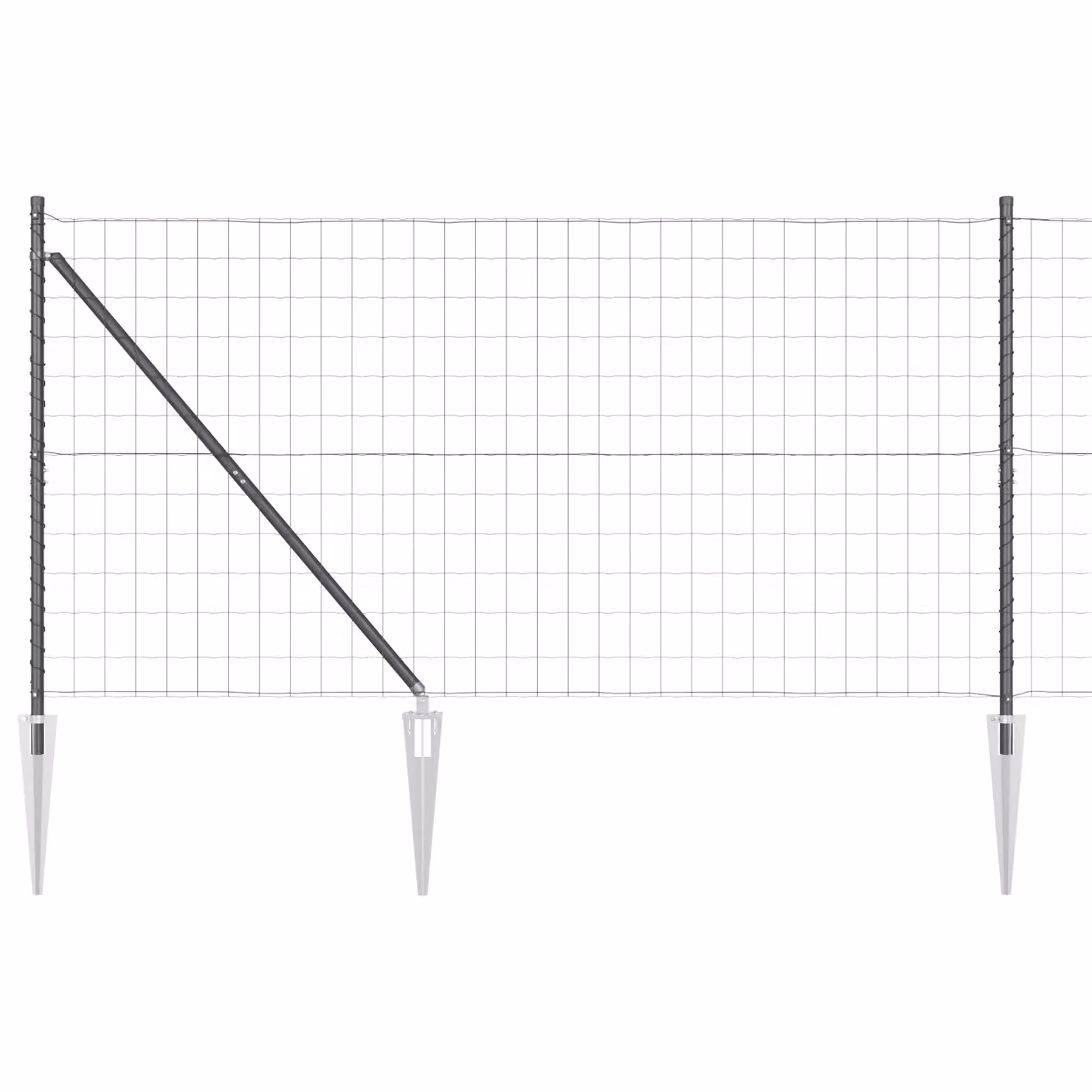 Berkfield Home Euro Fence with 7 Spike Posts, Galvanised Steel, Grey and Silver, W: 10 m, H: 1.4 m – 2