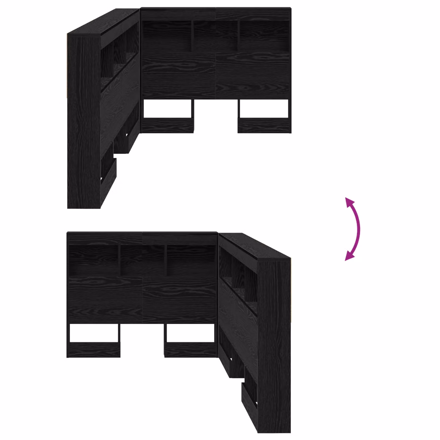 Berkfield Home Black Oak Storage Headboard with Integrated Shelf, Width: 100 cm – 6
