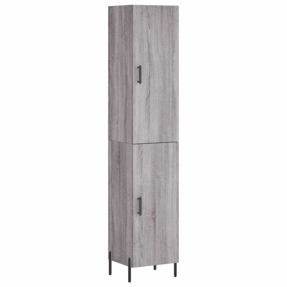 Berkfield Home Modern Grey Matt Highboard with Hinged Doors and Internal Shelves, W/D/H: 34.5 x 34.0 x 180.0 cm – 3