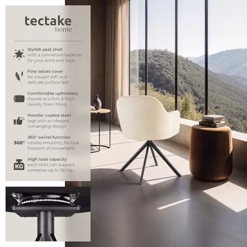 tectake Lona Set of 4 Modern Armchairs in Black – 3
