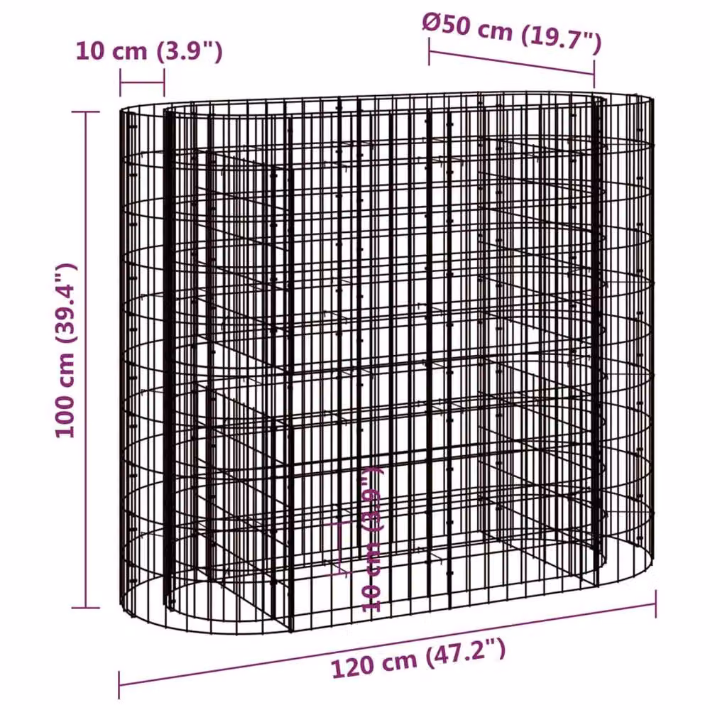 Berkfield Home Durable Galvanised Steel Gabion Raised Bed, Silver, W: 120 cm, D: 50 cm, H: 100 cm – 4