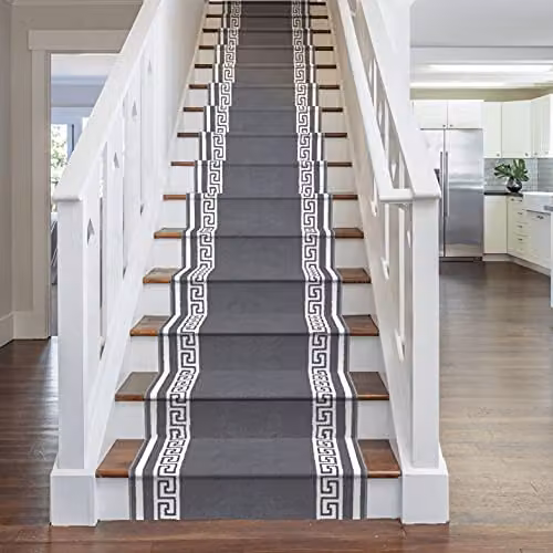 runrug Grey Key Stair Carpet Runner, W: 70 cm, L: 660 cm – 1