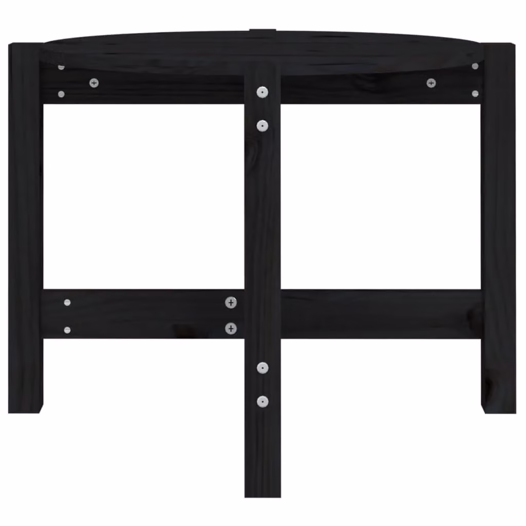 Berkfield Home Black Round Solid Pine Wood Coffee Table W: 62.5 cm, H: 45 cm – 4