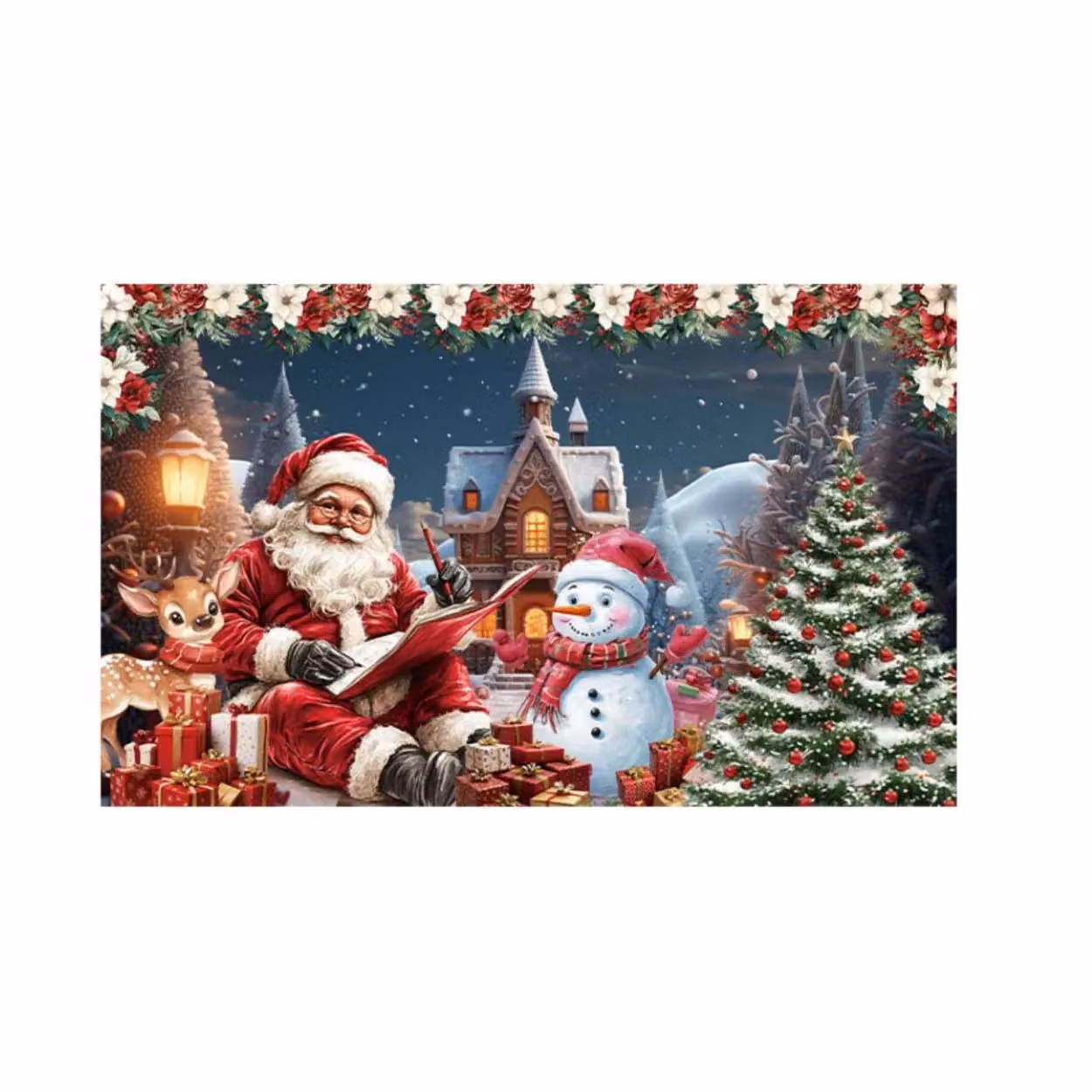 Leaper Multicolour Christmas Reindeer Party Decoration Backdrop, W: 150 cm, H: 150 cm – 2