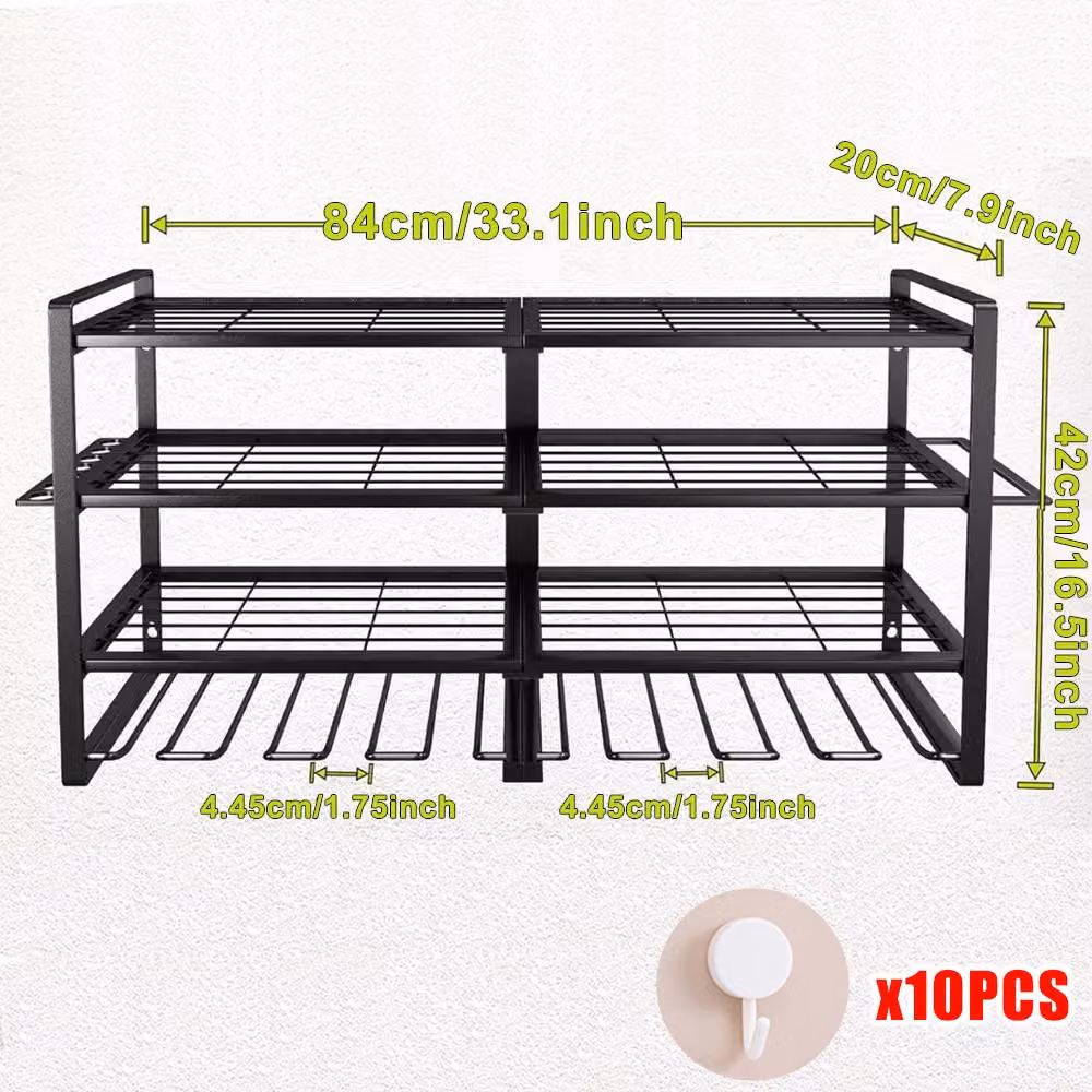 VOGREX Black Metal Wall Mounted Power Tool Organizer and 8 Drill Holder Storage Rack – 2