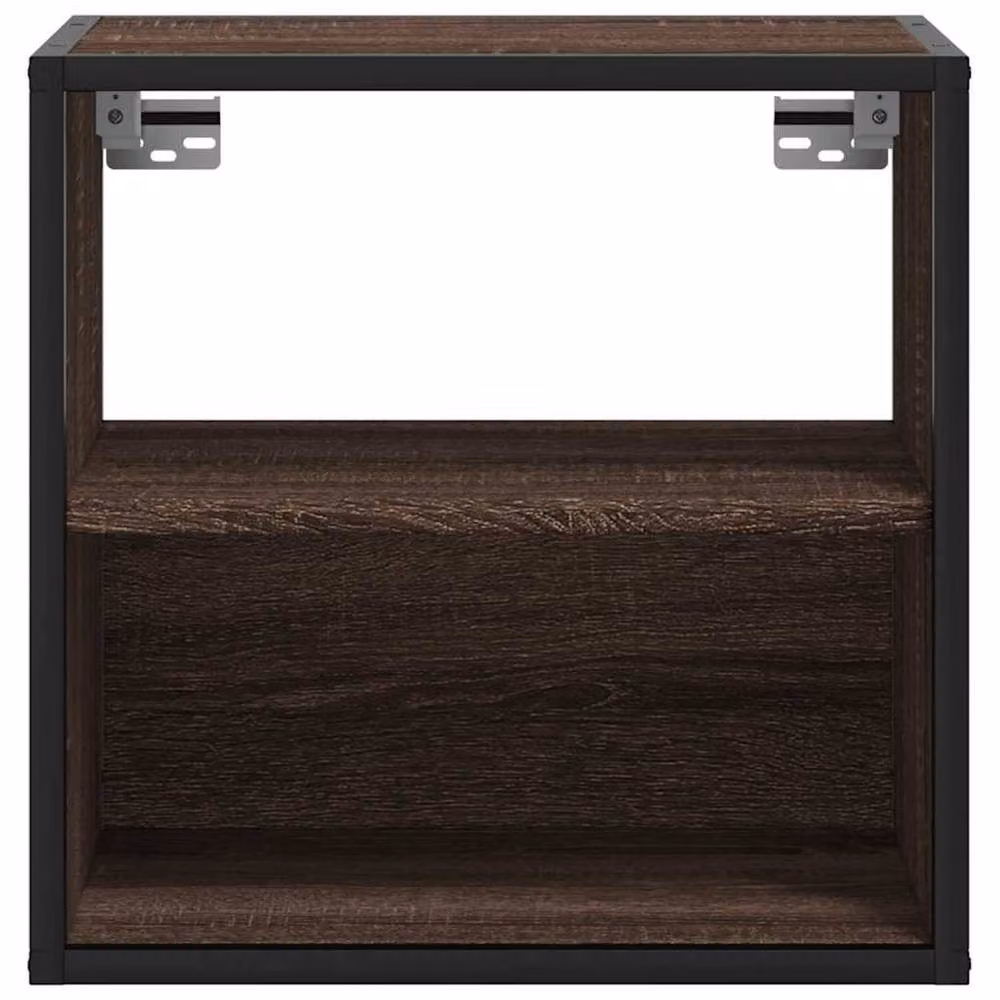 Berkfield Home Wall-mounted Bedside Cabinet in Brown Oak, W: 40 cm, D: 31 cm, H: 39.5 cm – 5