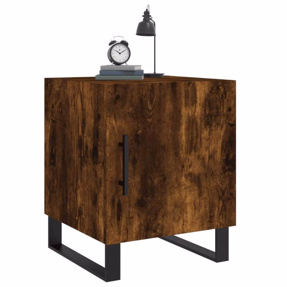 Berkfield Home Set of 2 Modern Bedside Cabinets in Smoked Oak Brown, W/D/H: 40 x 40 x 50 cm – 3