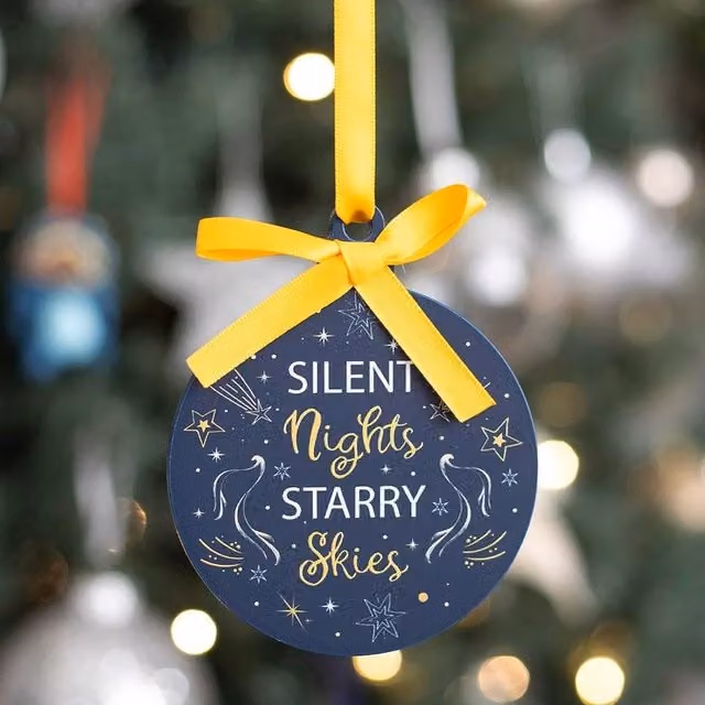 Silent Nights Starry Skies Christmas Bauble in Blue and Gold