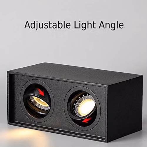 CGC Lighting Sasha Black Twin Rectangular Ceiling Spotlight, Adjustable GU10 Downlight – 3