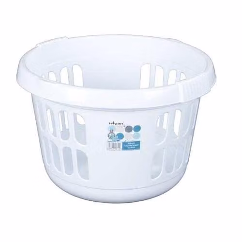 Wham Round Plastic Laundry Basket in White