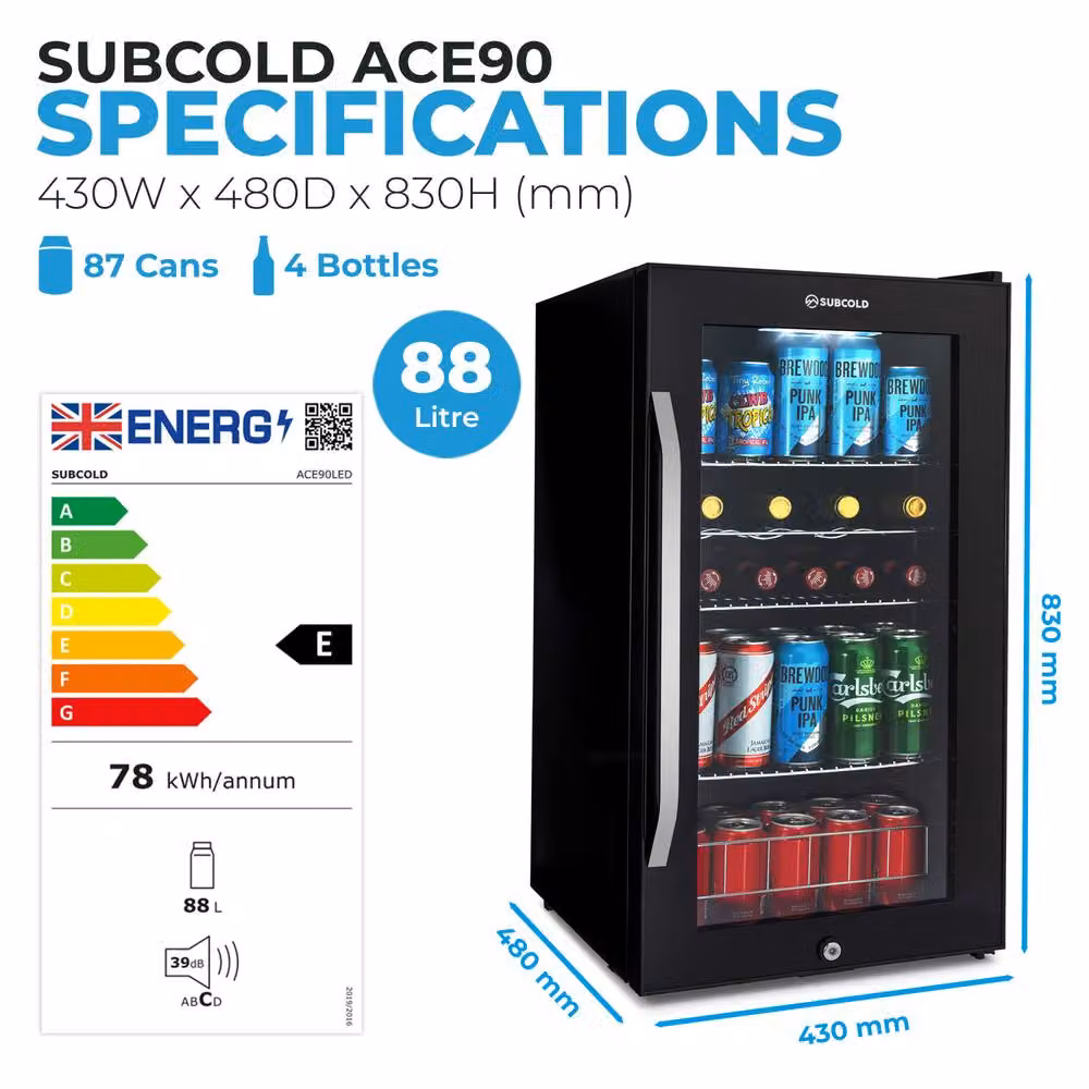 Subcold ACE 90 LED Beer Fridge in Black – 5