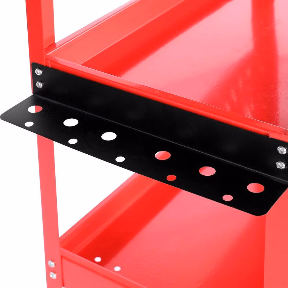 FLAVORA 3 Tier Heavy Duty Rollable Tool Storage Trolley Cart in Red, W: 100 cm, D: 15 cm – 6