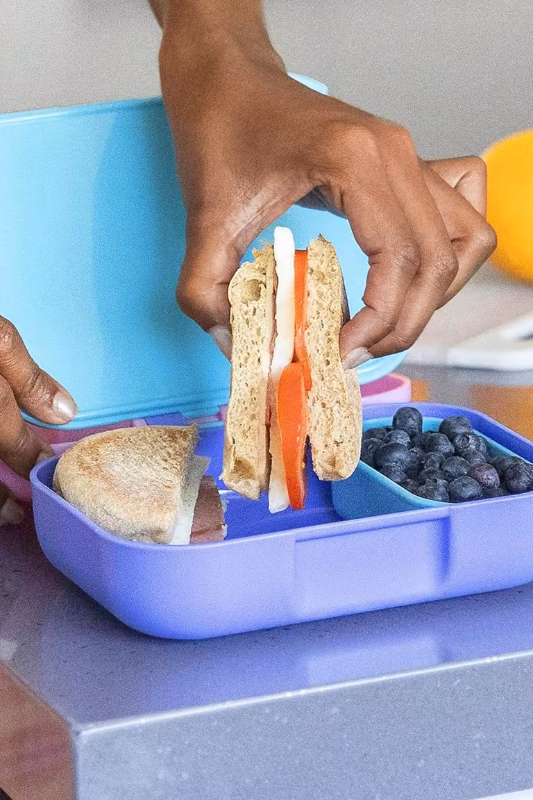 ZOKU Neat Bento Large Lunch Box in Pink, Leakproof Food Container with Compartments and Dividers