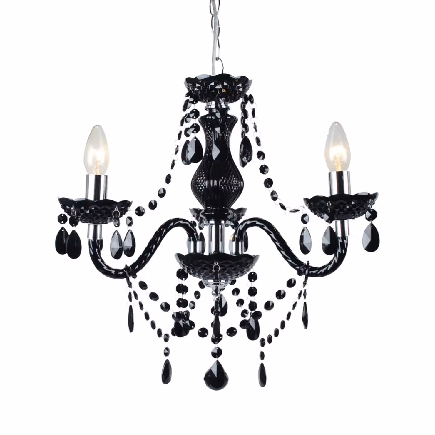 First Choice Lighting Marie Therese Style Chandelier Set of 2, Black and Chrome, Suspended, Height Adjustable, Dimmable – 2