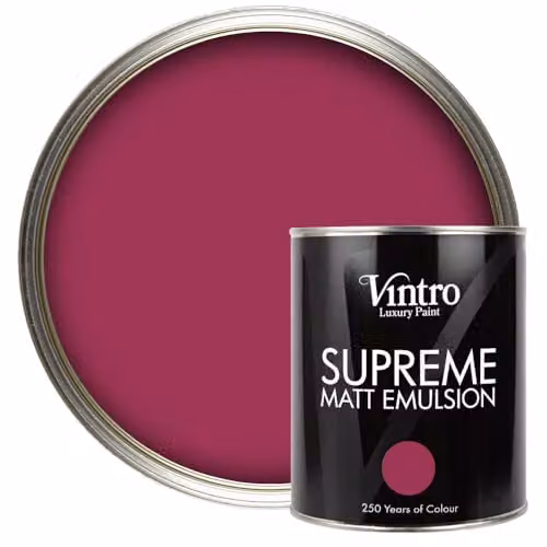 Vintro Luxury Matt Emulsion Multi Surface Paint in Magenta Rosy Raven, 1L