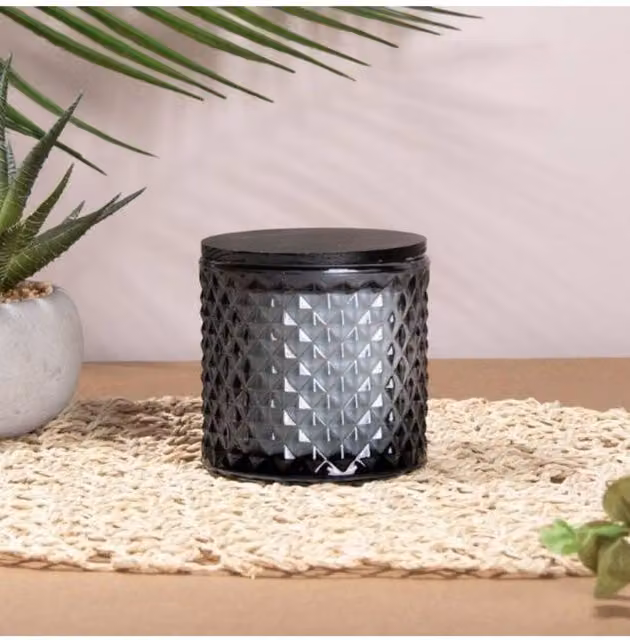 KDMD Oud & Bergamot Scented Soy Candle, 200g, Black