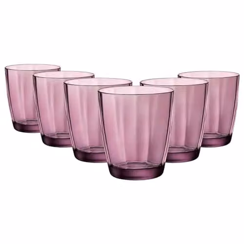 Bormioli Rocco Pulsar Geometric Glass Tumbler Set, Purple, 390ml, Pack of 12 – 1