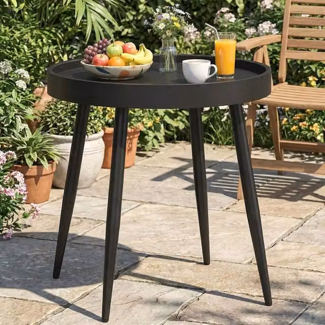 FORGEVIO Round Garden Coffee Side Table in Black Plastic – 1