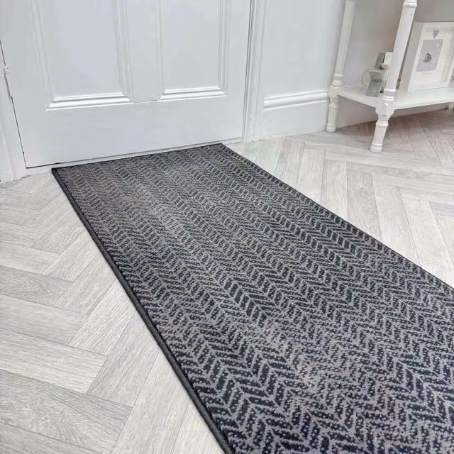 runrug Empire Hallway Carpet Runner Rug in Dark Grey, W: 60 cm, L: 180 cm