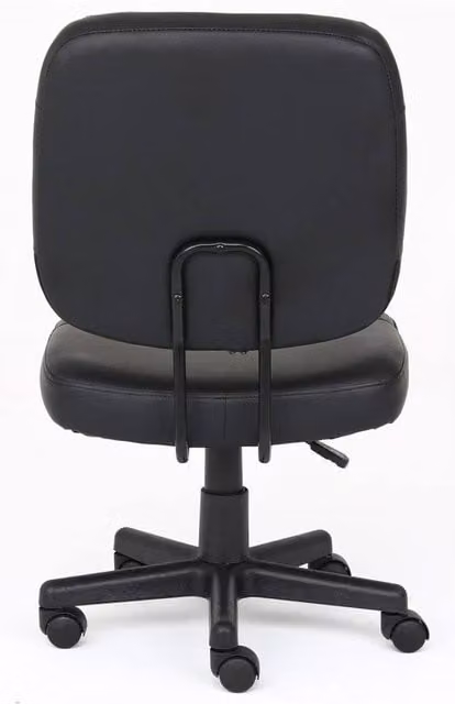 Nordara Black Armless Office Chair in Black PU Leather Swivel Task Chair