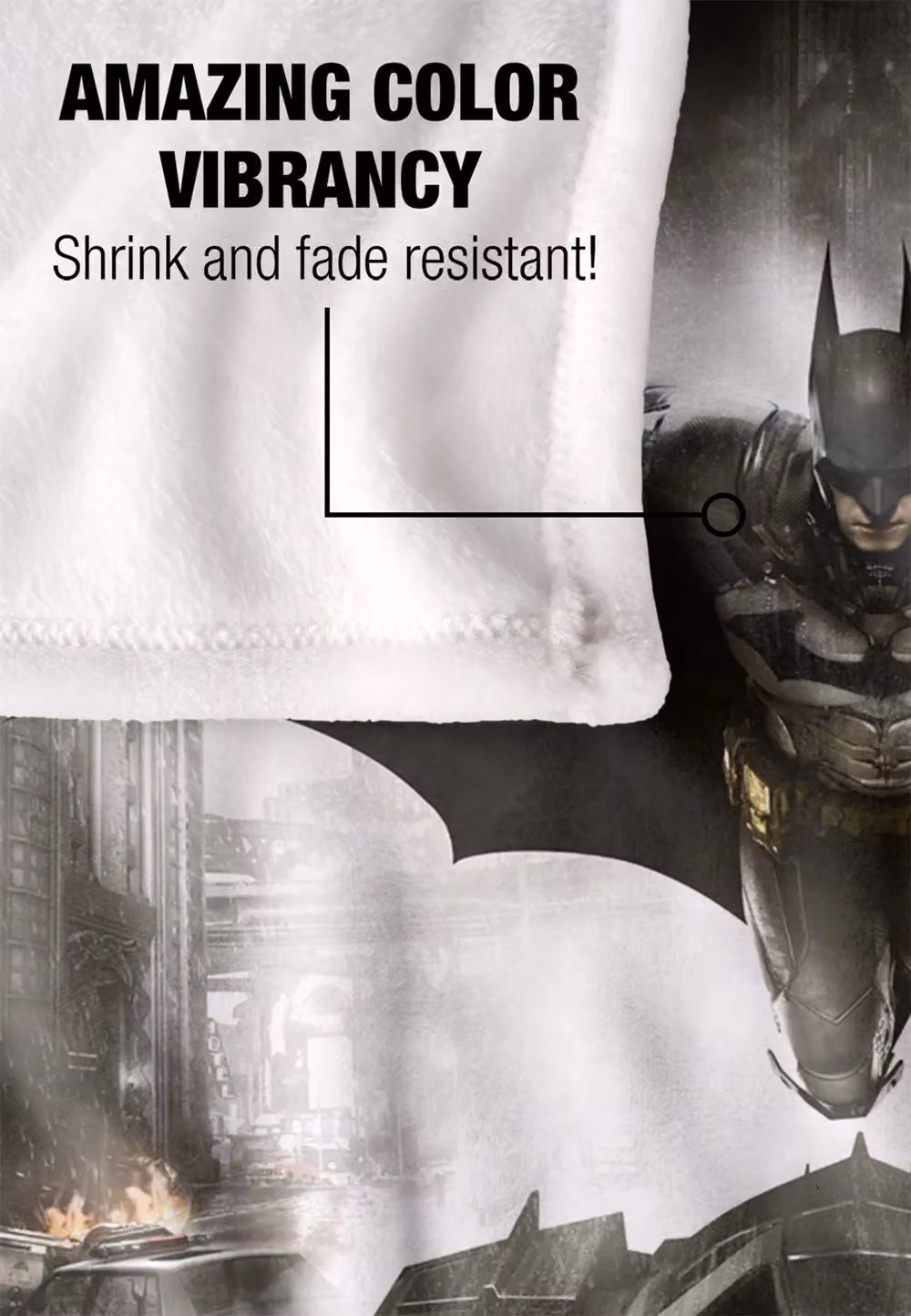 Warner Brothers Batman Arkham Knight Officially Licensed Silky Touch Super Soft Throw Blanket, White, W: 152 cm, D: 127 cm – 4