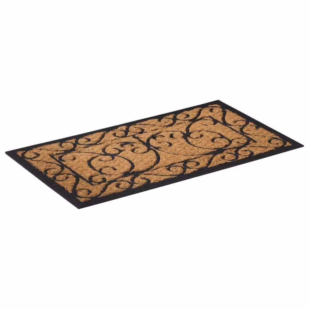 Berkfield Home Durable Rectangular Door Mat in Brown and Black, W/D: 75 x 45 cm, Rubber and Coir – 2