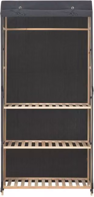 Berkfield Home 3-Tier Grey Fabric Wardrobe with Hanging Rod and Internal Shelves, W/D/H: 79 x 40 x 170 cm – 1