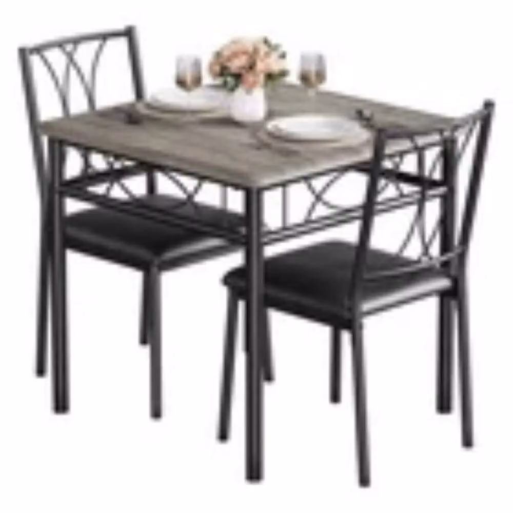 Kelvenix 3 Piece Modern Square Dining Table and Chairs Set in Grey – 5