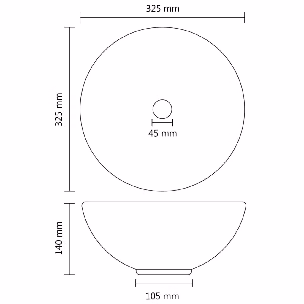 Berkfield Home Luxury Round Ceramic Bathroom Basin in Matt Dark Blue, W: 32.5 cm, H: 14 cm – 6