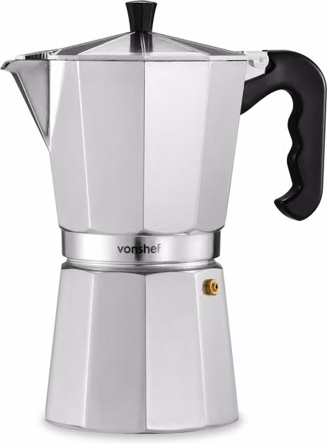 VonShef 12 Cup Italian Style Aluminium Espresso Stovetop Coffee Maker in Silver – 1