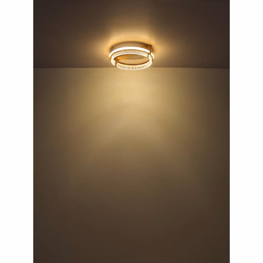 Netlighting Blondie Twin Ring Semi Ceiling Light in Gold/Brass with 2x Dimmable LED Bulbs – 3