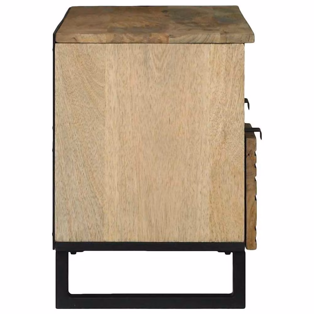Berkfield Home TV Cabinet in Beige, Solid Mango Wood, W: 100 cm, D: 33.5 cm, H: 46 cm – 3
