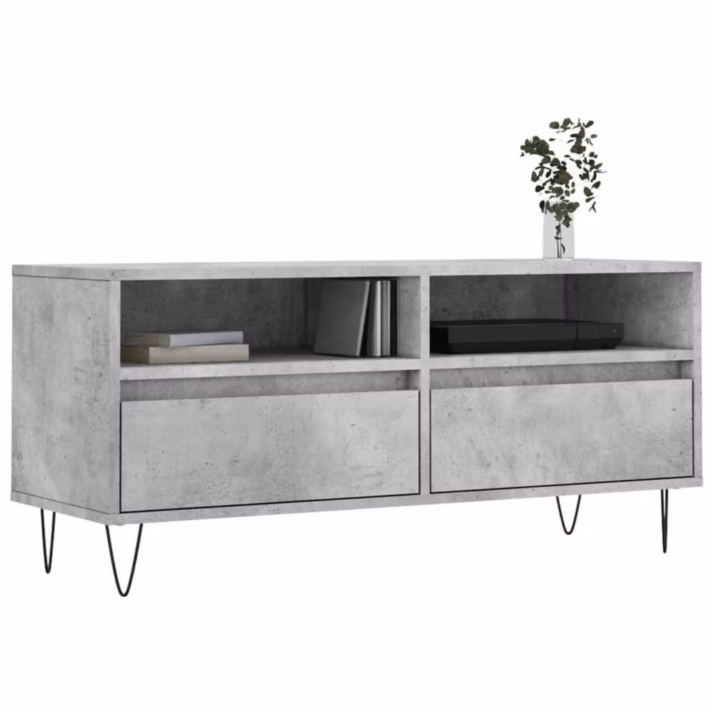 Berkfield Home Industrial TV Cabinet in Concrete Grey, W/D/H: 100 x 44.5 x 44.5 cm – 3