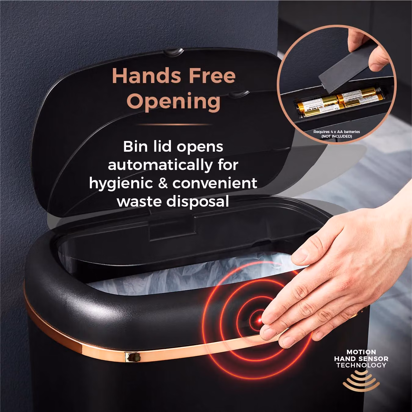 Tower Cavaletto Sensor Kitchen Bin, 58L, Black Stainless Steel – 3