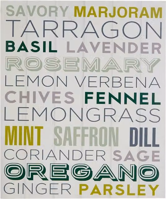 Maison by Premier Madera Herbs Design Wall Plaque in White and Green